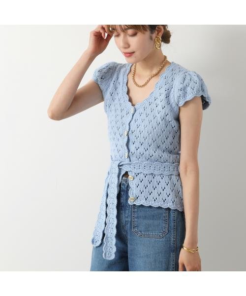 GANNI カーディガン Cotton Lace Short Sleeve Cardigan