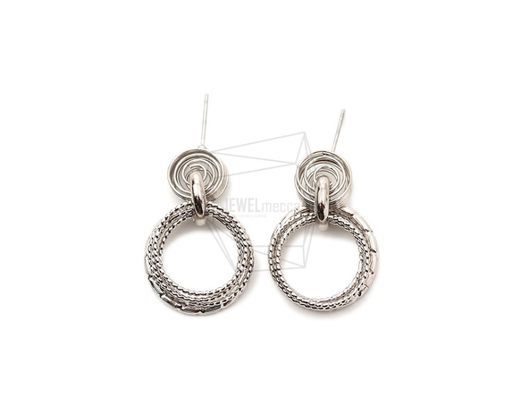 ERG-1729-R【2個入り】マルチラウンドリンクピアス  ,Multi Round Links Earring