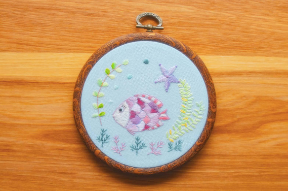 お魚の刺繍　壁飾り　インテリア雑貨　プレゼント