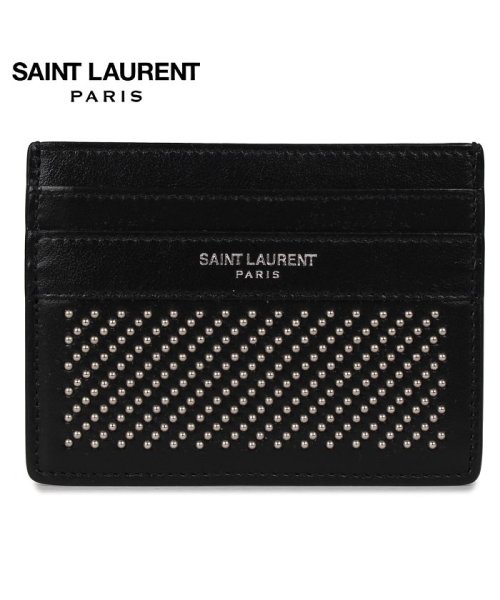 サンローラン パリ SAINT LAURENT PARIS パスケース カードケース ID 定期入れ メンズ 本革 スタッズ CARD CASE ブラック 黒