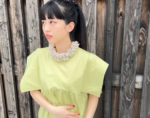 【Beige】Knitted Frill Choker