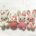 ハンドメイド☆可愛いうさぎちゃんのあみぐるみセット☆コットンレース糸かぎ針編みレース編み編み物お正月卯年