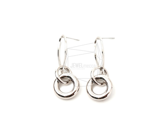 ERG-1728-R【2個入り】マルチラウンドリンクピアス  ,Multi Round Links Earring