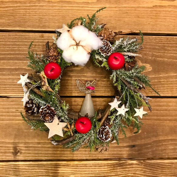 クリスマスに天使が舞い降りる～White christmas wreath～