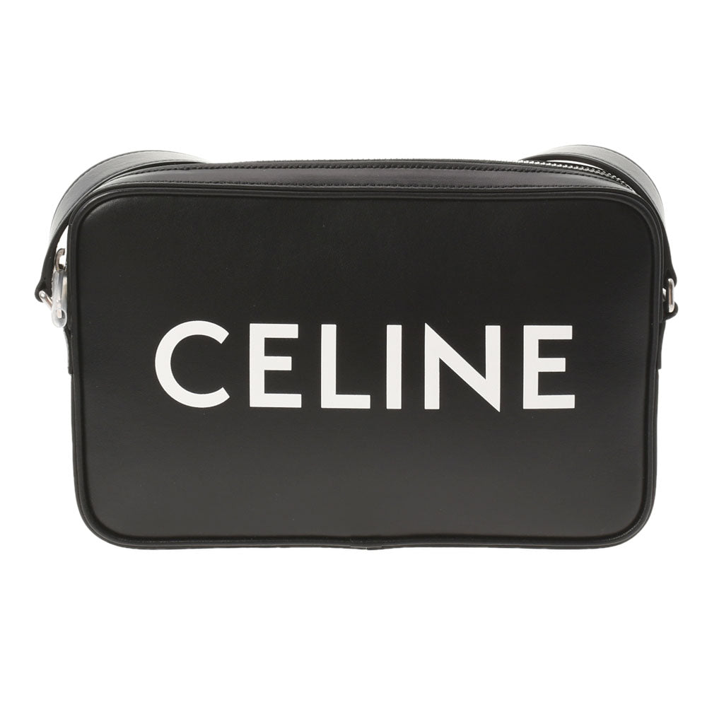 CELINE セリーヌ プリントミディアム 黒 レディース カーフ メッセンジャーバッグ 新同 中古 