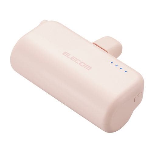 エレコム DE-C43L-5000PN 直挿しできるモバイルバッテリー USB Type-Cプラグ(5000mAh) ピンクiPhone iPad Pixel Galaxy Xperia 等対応