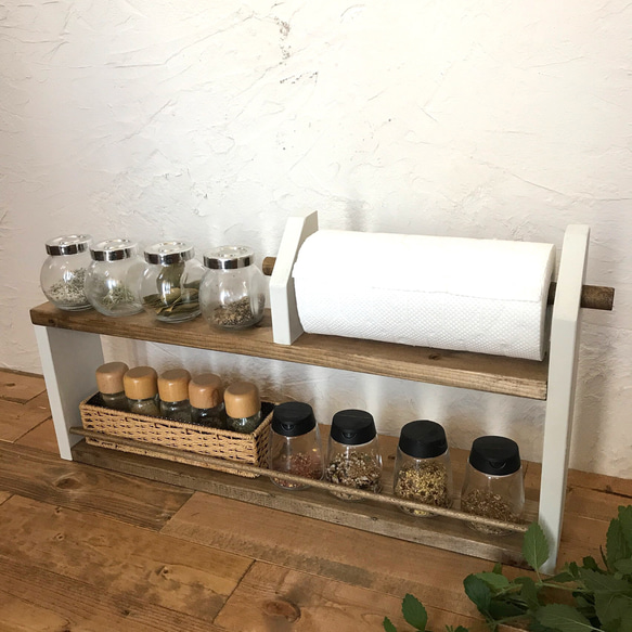 kitchen paper shelf long H33  キッチンペーパーホルダー& スパイスラック