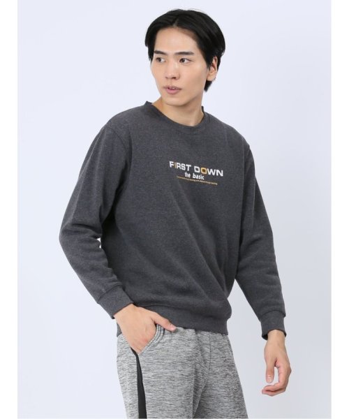 【WEB限定】ファーストダウン/FIRST DOWN パイル裏起毛ロゴプリント クルートレーナー メンズ Tシャツ カットソー カジュアル インナー ビジネス