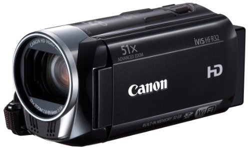 Canon デジタルビデオカメラ iVIS HF R32 ブラック 光学32倍 Wi-Fi IVISHFR32BK【中古品】