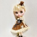 SALE 5点セット スチームパンク風ドレス&ペチコート&ホルスターベルト&ハット&ブーツ(リカちゃん・ブライス・ジェニー・momoko用)No.41 1/6ドール用