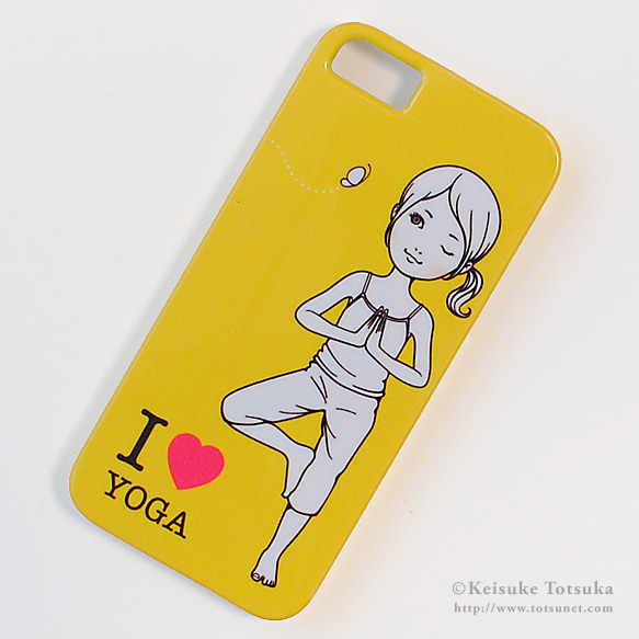 iPhoneケース／I LOVE YOGA (イエロー)