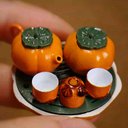 ミニチュア お茶 茶器6点  茶筒 急須セット 湯飲み ドールハウス 1/12サイズ