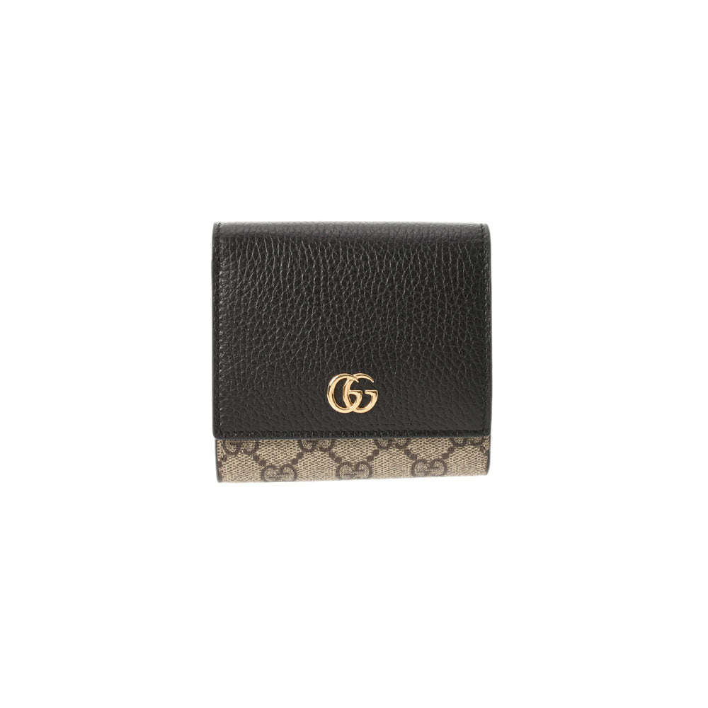 GUCCI グッチ GGマーモント ミディアムウォレット 黒 598587 ユニセックス GGスプリームキャンバス レザー 二つ折り財布 未使用 