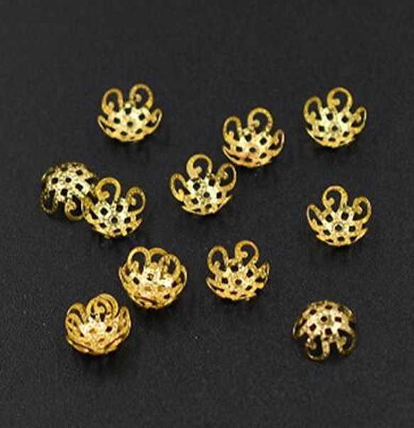 GM-021  300個  花座No.1 ビーズキャップ 9×4mm アクセサリーパーツ ゴールド  3X【100ヶ】