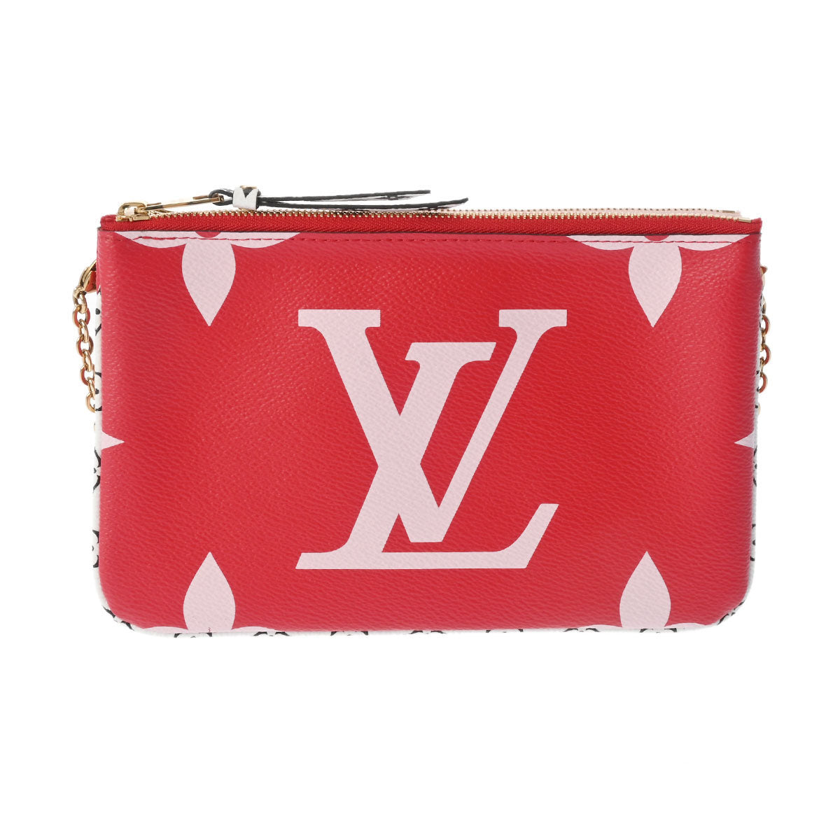 LOUIS VUITTON ルイヴィトン モノグラムジャイアント ポシェット ドゥーブル ジップ 赤/ピンク M67561 レディース モノグラムキャンバス ショルダーバッグ Aランク 中古 