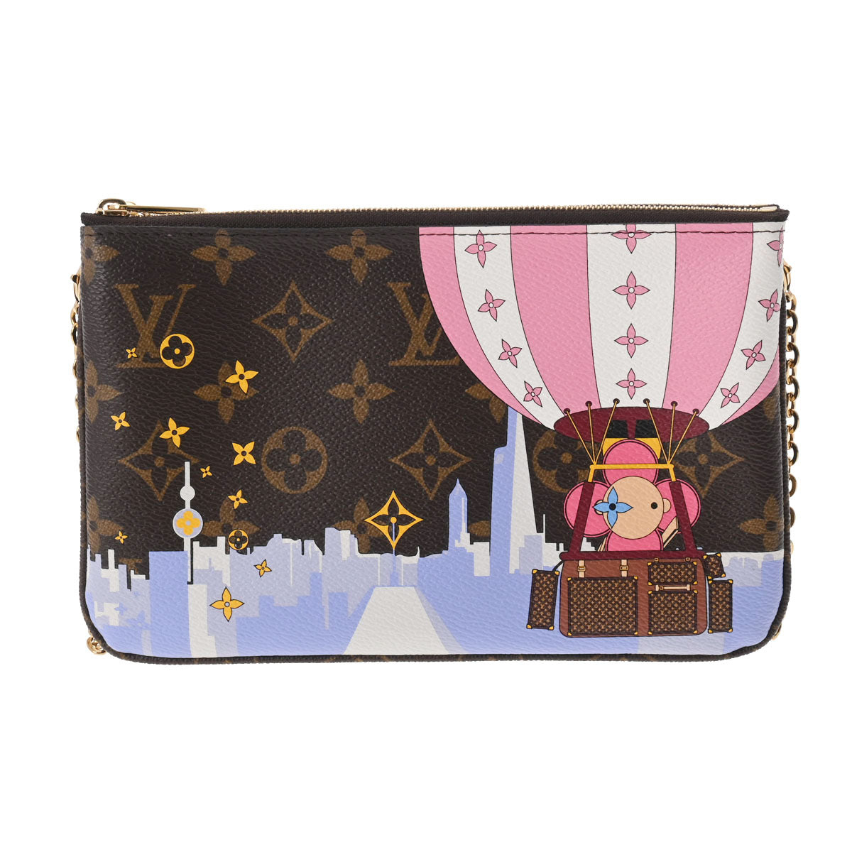 LOUIS VUITTON ルイヴィトン モノグラム ポシェットドゥーブルジップ ヴィヴィエンヌ クラッチ ブラウン M68486 レディース モノグラムキャンバス ショルダーバッグ Aランク 中古 