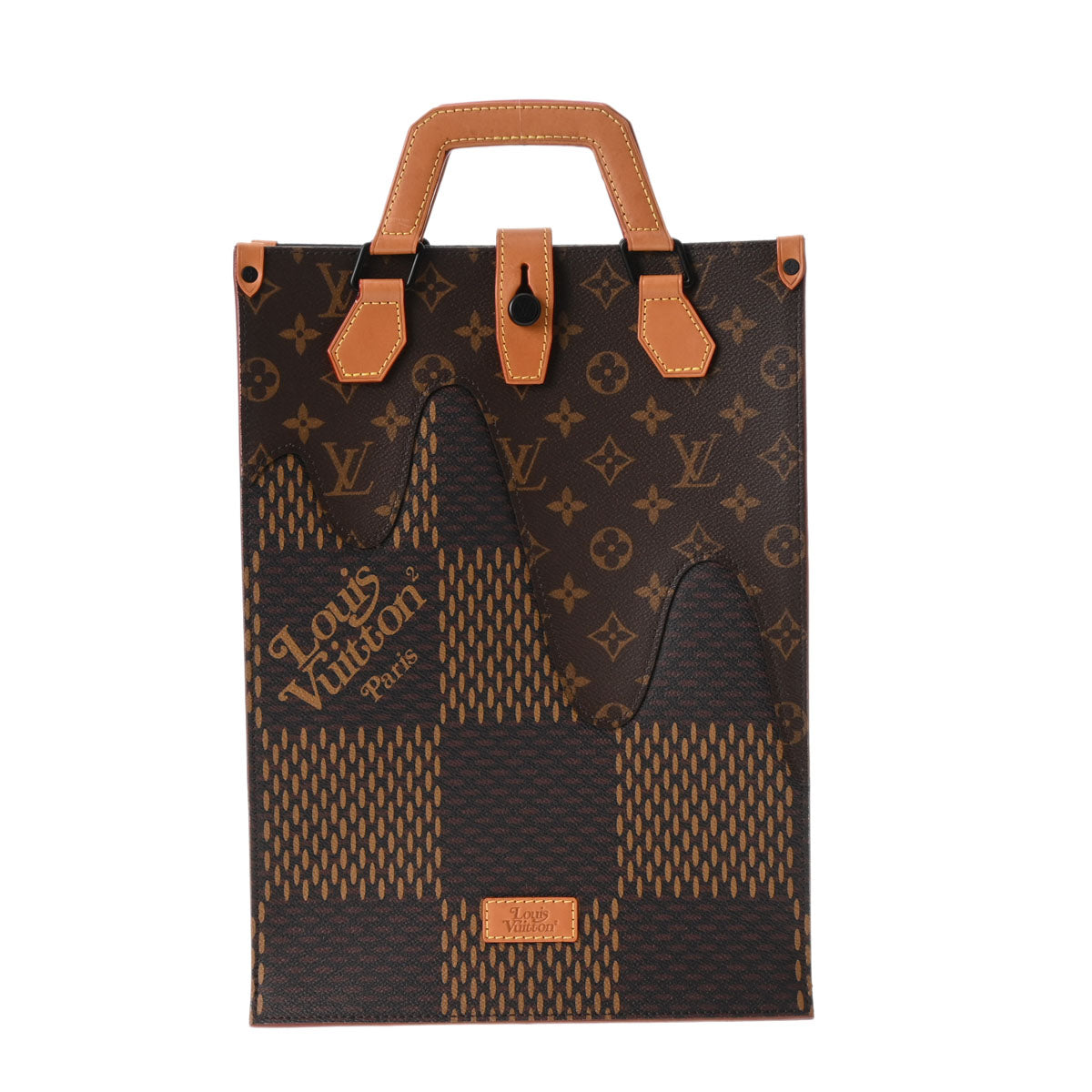 LOUIS VUITTON ルイヴィトン ダミエ ジャイアント NIGOコラボ ミニトート ブラウン マットブラック金具 N40355 メンズ ダミエキャンバス ハンドバッグ ABランク 中古 