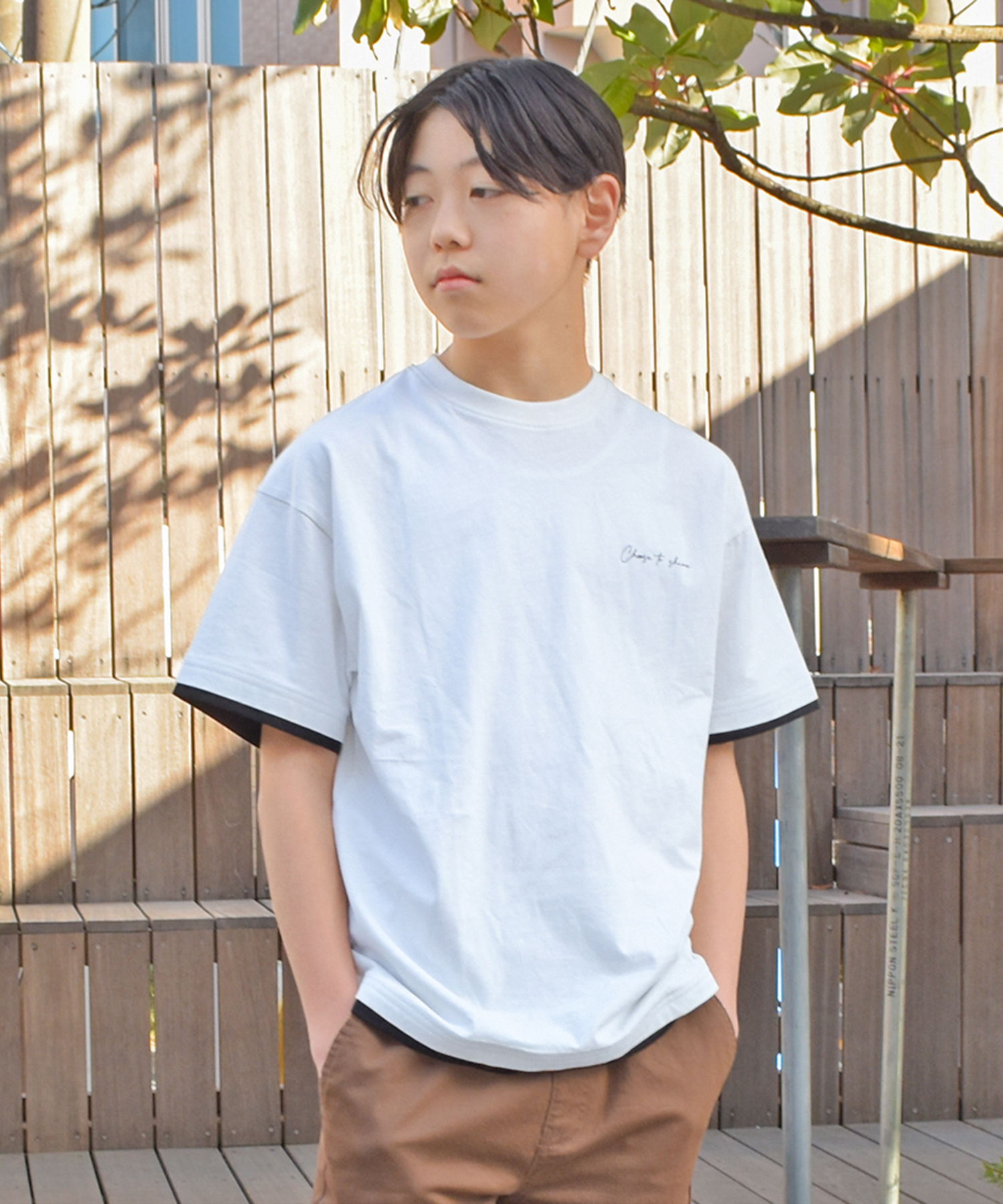 グラソス/ワンポイントロゴ裾レイヤード半袖Tシャツ