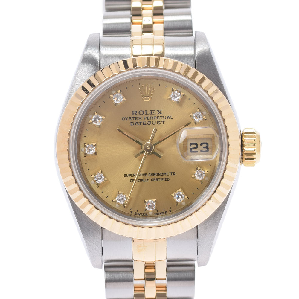 ROLEX ロレックス デイトジャスト 10Pダイヤ 69173G レディース YG/SS 腕時計 自動巻き シャンパン文字盤 Aランク 中古 