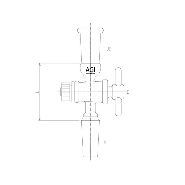 旭製作所 コック付連結管 PTFEコック 19/22 2522-3M 1個 65-1838-23（直送品）