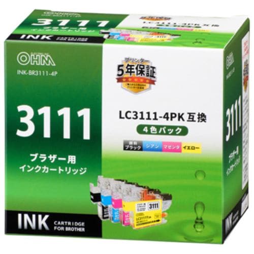 オーム電機 INK-BR3111-4P ブラザー互換 LC3111 4色パック