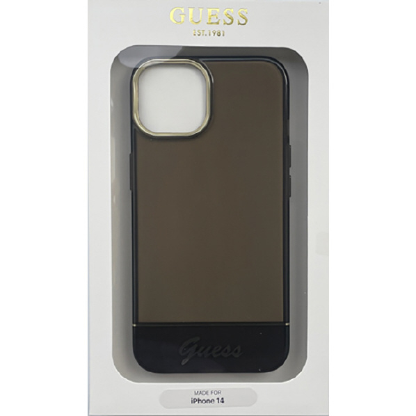 GUESS iPhone 14用ダブルレイヤー 背面ケース ブラック GUHCP14SHGCOK