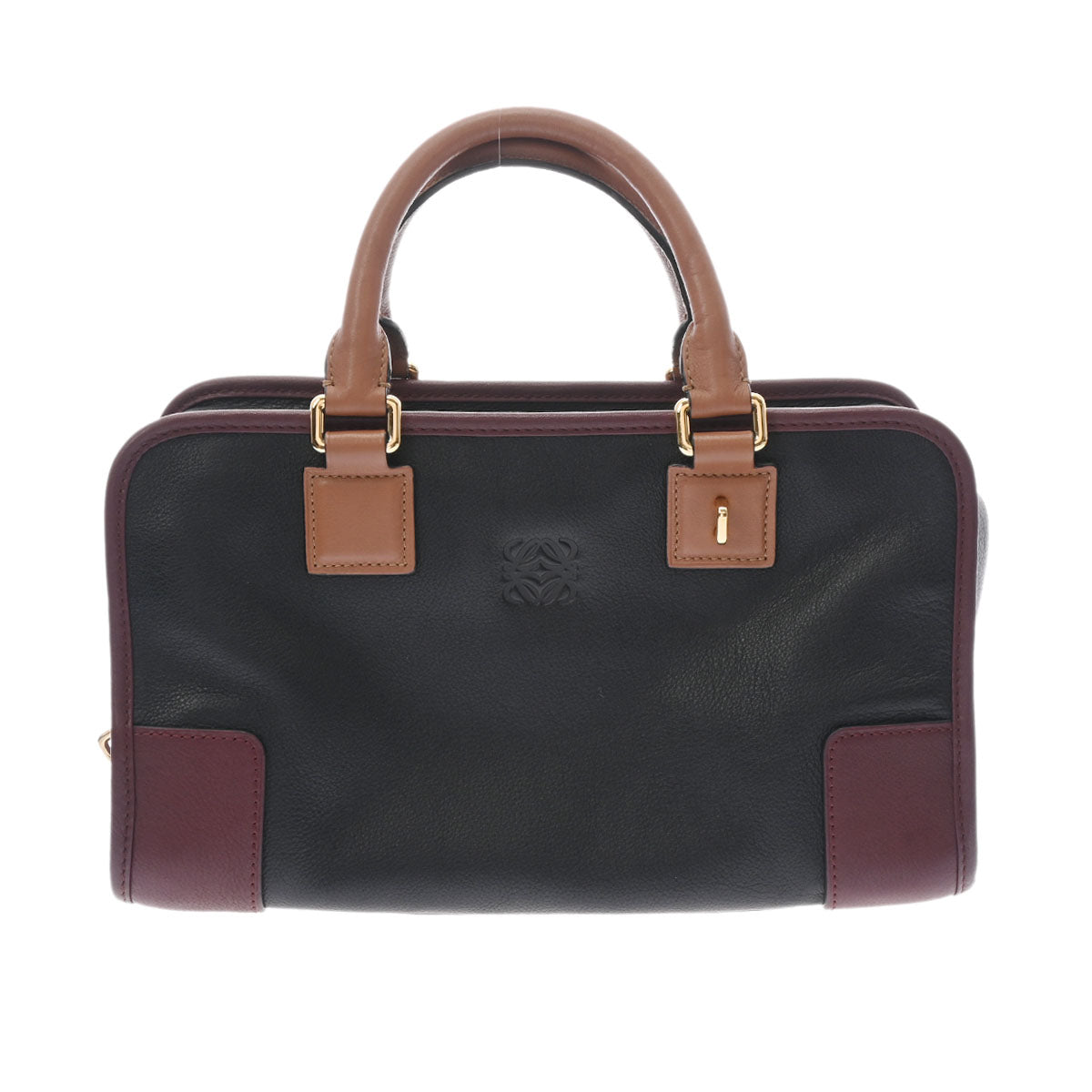 LOEWE ロエベ アマソナ28 ブラック/ボルドー ゴールド金具 352.64AA03 レディース カーフ ハンドバッグ Aランク 中古 