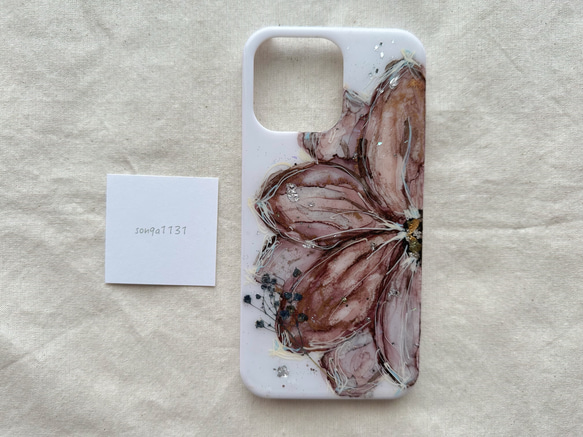 【値下げ中！】 ♡アルコールインクアートケース♡ 《flower》iPhone14proMAX