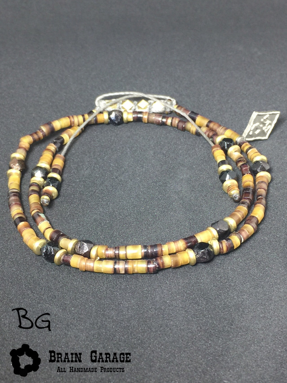 【BG】Buffalo horn & Antique beads 2Wrap Bracelet 〈BG17B0001〉