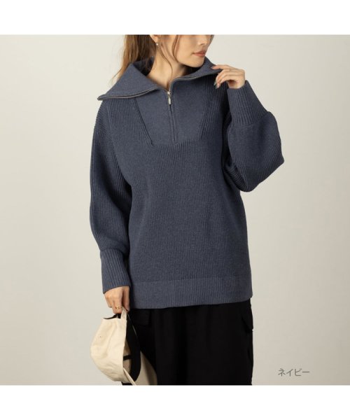 NAVY ネイビー セーラーカラーハーフジップアップニット 374020MH