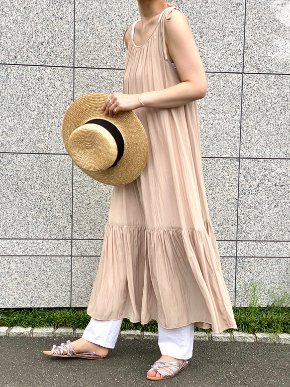 Ribbon camisole dress Beige