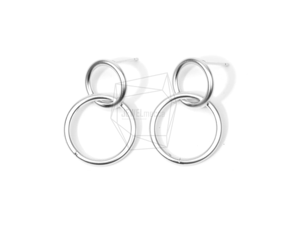 ERG-658-MR【2個入り】ダブルリングピアス,Tiny Two Linked Rings Post Earring