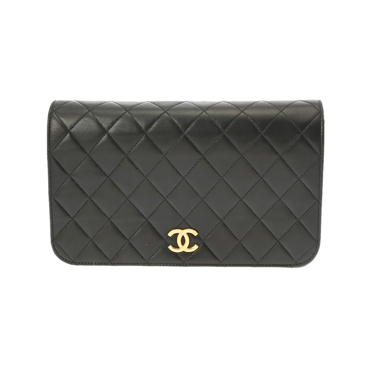 CHANEL シャネル マトラッセ チェーンショルダー フルフラップ ブラック ゴールド金具 レディース ラムスキン ショルダーバッグ ABランク 中古 