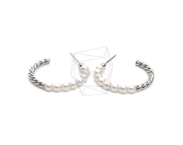 ERG-1896-R【2個入り】パールCシェイプピアス,Pearl C shape Post  Earring