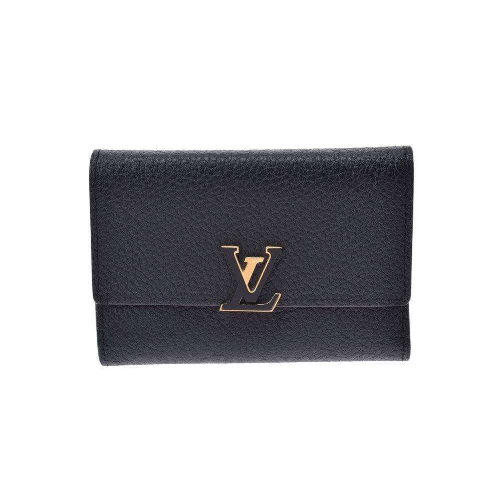 LOUIS VUITTON ルイヴィトン ポルトフォイユ カプシーヌ コンパクト ノワール/ホットピンク ゴールド金具 M62157 レディース レザー 三つ折り財布 Aランク 中古 