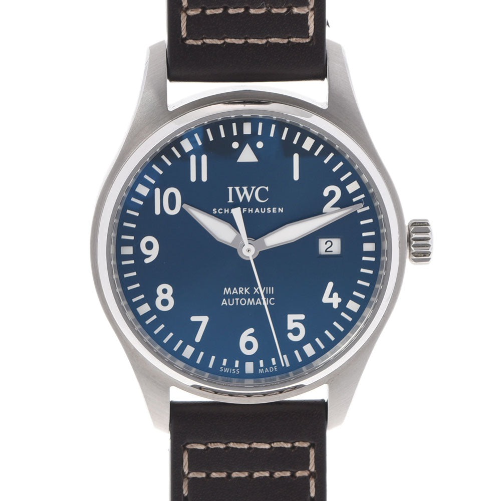 IWC SCHAFFHAUSEN アイダブリューシー シャフハウゼン パイロットウォッチ マーク18 プティプランス IW327004 メンズ SS/革 腕時計 自動巻き 青文字盤 Aランク 中古 