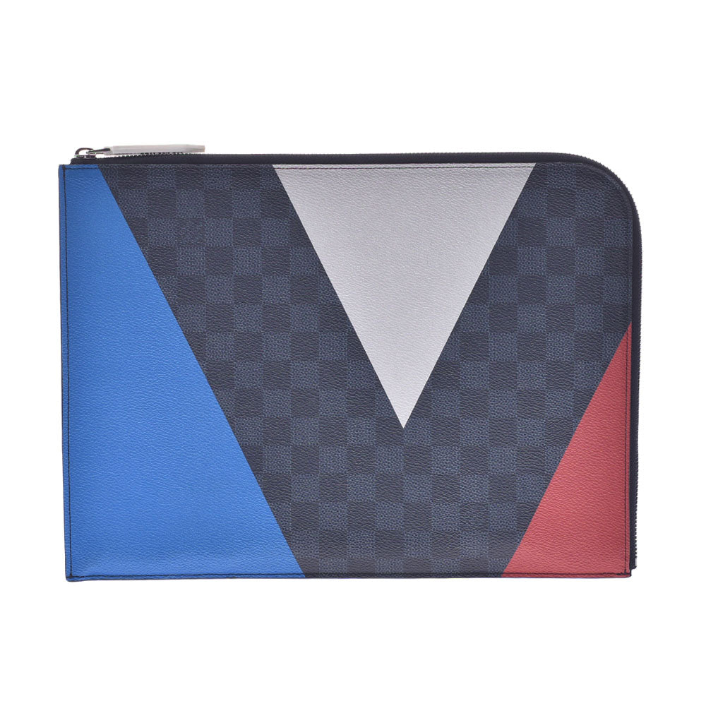 【年末の贈り物】LOUIS VUITTON ルイヴィトン アメリカズカップ ポシェットジュールPM 黒/青/白/赤 N41594 メンズ クラッチバッグ Aランク 中古 _画像1