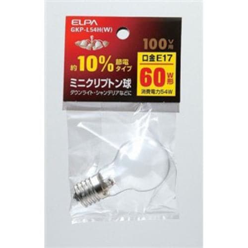 ELPA ミニクリプトン球 60W形 E17 ホワイト GKP-L54H(W)