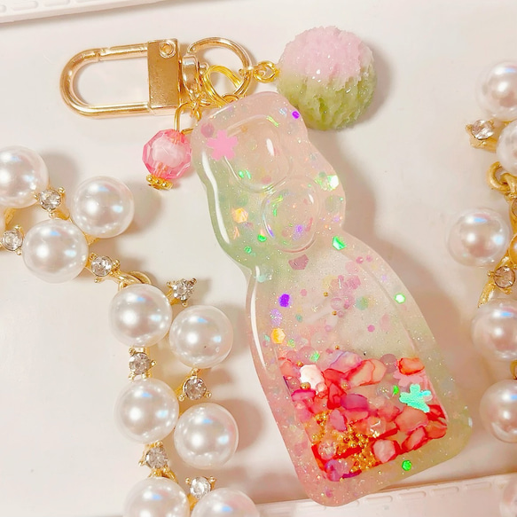 さくらラムネシェイカー◆キーホルダー 春 お花見 桜餅 フェイクスイーツ レジン アイスクリーム プレゼント キラキラ