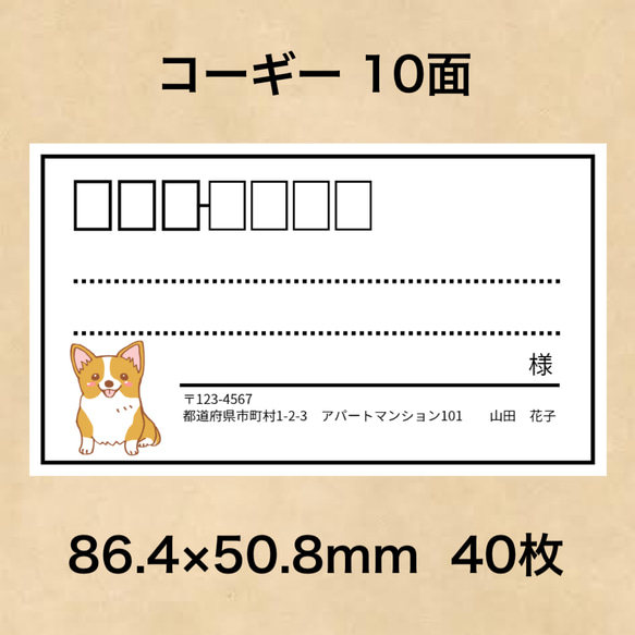 宛名シール コーギー 10面