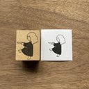 【お皿にのせて/ふわふわヘア】イラストはんこ　3×4cm　ラバースタンプ