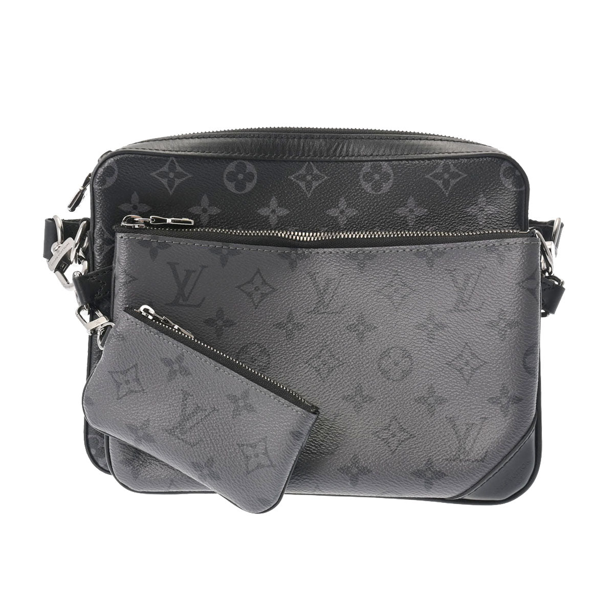 LOUIS VUITTON ルイヴィトン モノグラムエクリプス トリオメッセンジャー 黒/グレー M69443 メンズ モノグラムエクリプスキャンバス ショルダーバッグ Aランク 中古 