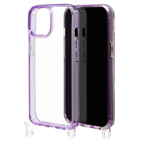 ラスタバナナ iPhone 15/14/13用ハイブリッドケース 2WAY ストラップホールパーツ脱着式 パープル 7650IP361HB