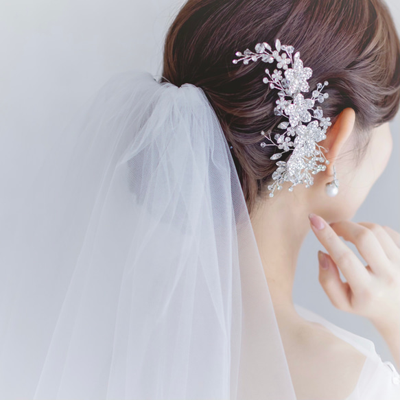 DH100 ヘッドドレス　ウェディング　ブライダル ヘアアクセサリー お花   結婚式