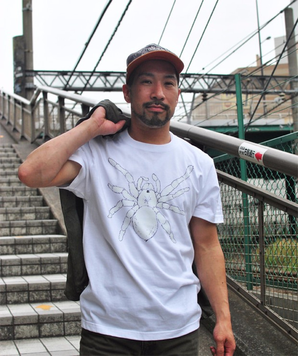 暗闇で光る☆ 蓄光タランチュラメンズＴシャツ 蜘蛛 スパイダー White  S M L XL 2XL 3XL