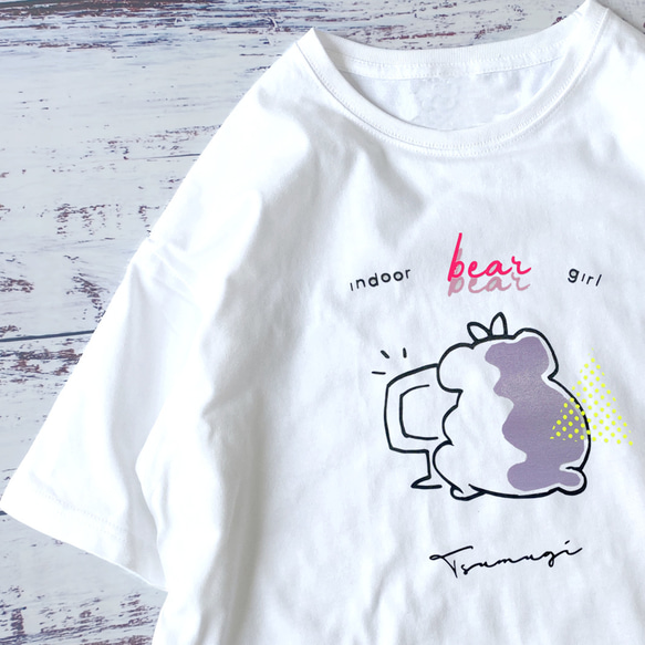 80s/indoor bear girl tee インドアなくまの女の子 ビッグシルエットTシャツ ホワイト