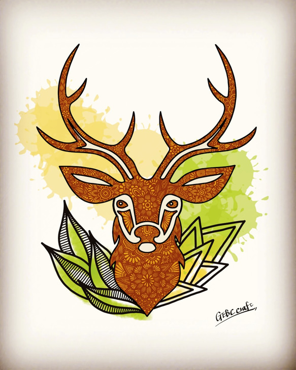 オリジナルイラスト「deer」ポストカードサイズ