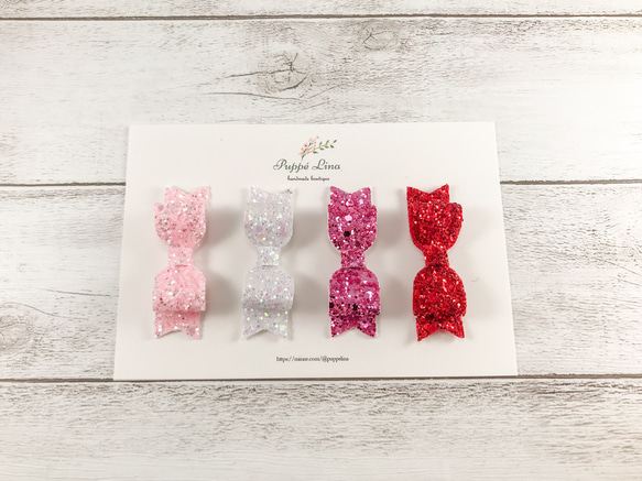 - Set of 4 Hair clips - ヨーロッパ製 リボン キッズ ベビー