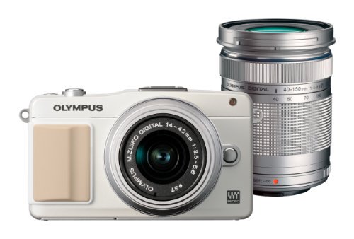 OLYMPUS ミラーレス一眼 PEN mini E-PM2 ダブルズームキット ホワイト E-PM2 DZKIT WHT【中古品】