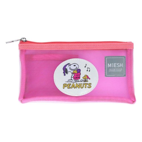 スヌーピー コスメポーチ メッシュケース MIESH スリム PEANUTS AMERICAN TASTE 10 ピンク ピーナッツ サンスター文具 小物入れ